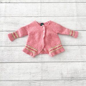 Mini Boden Baby Girl Pink Cardigan Sweater Lambswool Button Front 12-18 Months